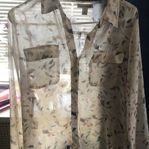 Old Navy Feather sheer button down
